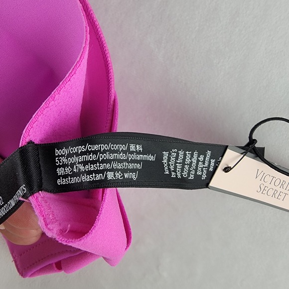 Victoria's Secret Knockout Maximum Support Front Close Sport Bra 34B Pink Strap - Picture 4 of 5